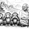 gandhi's three wise monkeys no to evil 